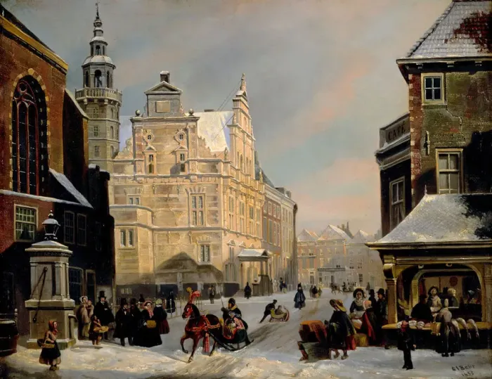 Framed Print : Town Hall, The Hague, 1853. Creator: Carel Jacobus Behr Framed Print : Town Hall, The Hague, 1853. Creator: Carel Jacobus Behr
