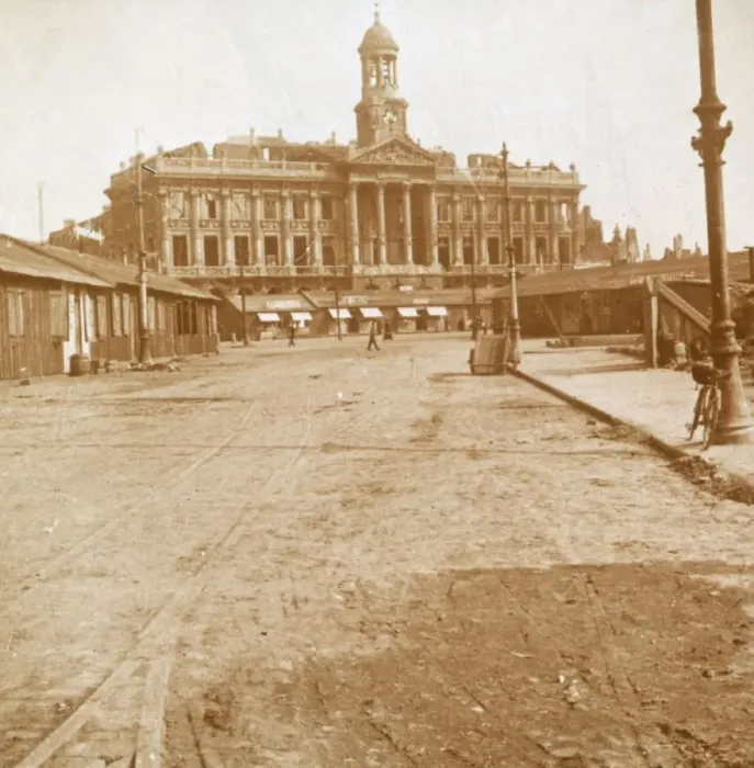 Framed Print : Town Hall and Main Square, Cambrai, Northern France, c1914-c1918 Framed Print : Town Hall and Main Square, Cambrai, Northern France, c1914-c1918