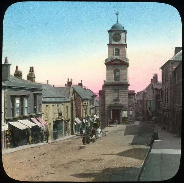 Town Hall and Market Street, Penryn, Cornwall, late 19th or early 20th century. Artist: Church Army Lantern Department