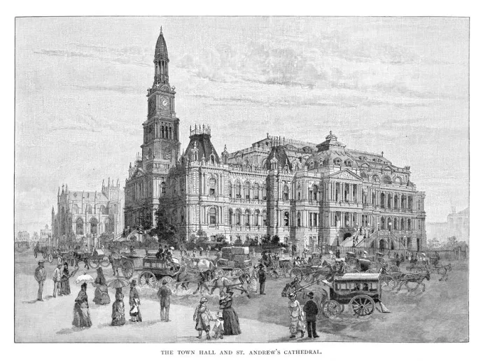 Framed Print : The Town Hall and St Andrews Cathedral, Sydney, New South Wales, Australia, 1886 Framed Print : The Town Hall and St Andrews Cathedral, Sydney, New South Wales, Australia, 1886