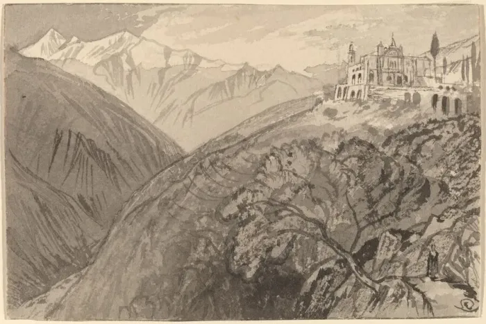 Framed Print : A Town on a Hilltop (Sanctuary of Lampedusa), 1884 / 1885. Creator: Edward Lear Framed Print : A Town on a Hilltop (Sanctuary of Lampedusa), 1884 / 1885. Creator: Edward Lear