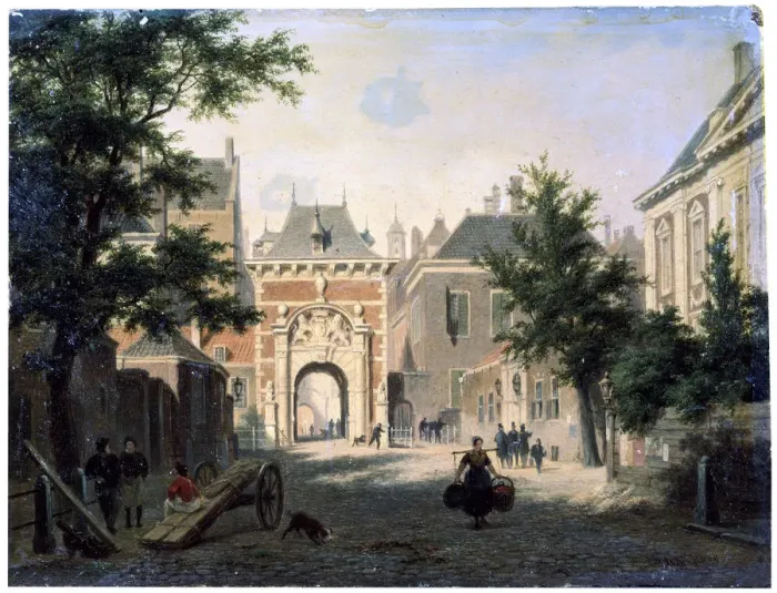 Framed Print : A Town in Holland, 19th century. Artist: Bartholomeus Johannes van Hove Framed Print : A Town in Holland, 19th century. Artist: Bartholomeus Johannes van Hove