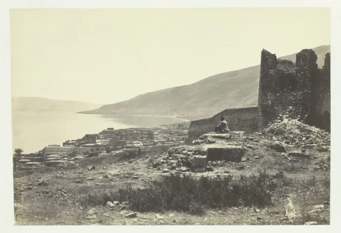 Framed Print : The Town and Lake of Tiberias, from the North, 1857. Creator: Francis Frith Framed Print : The Town and Lake of Tiberias, from the North, 1857. Creator: Francis Frith