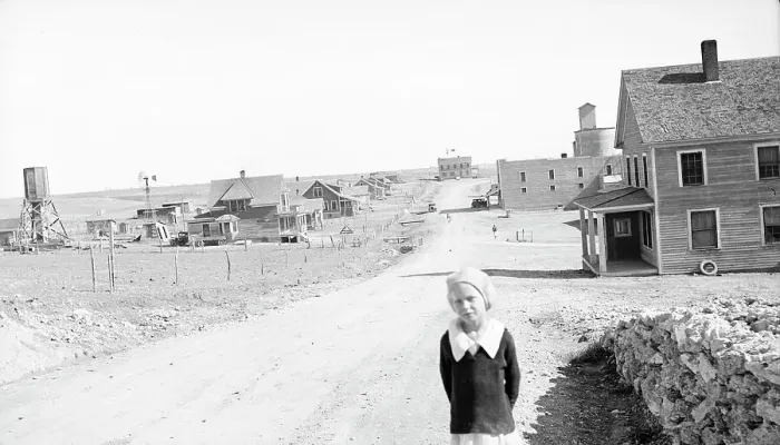 Framed Print : The town of Mills, New Mexico, 1935. Creator: Dorothea Lange Framed Print : The town of Mills, New Mexico, 1935. Creator: Dorothea Lange