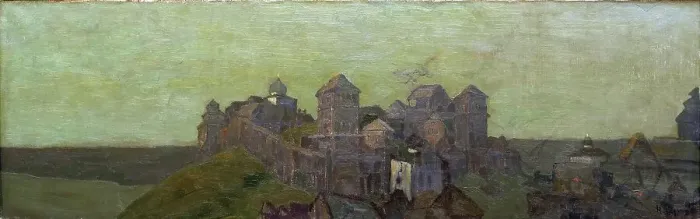 Framed Print : A Town, Morning, 1901 Framed Print : A Town, Morning, 1901