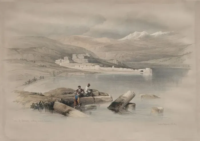 Framed Print : Town of Tiberias Looking Towards Lebanon, 1839. Creator: David Roberts (British, 1796-1864) Framed Print : Town of Tiberias Looking Towards Lebanon, 1839. Creator: David Roberts (British, 1796-1864)
