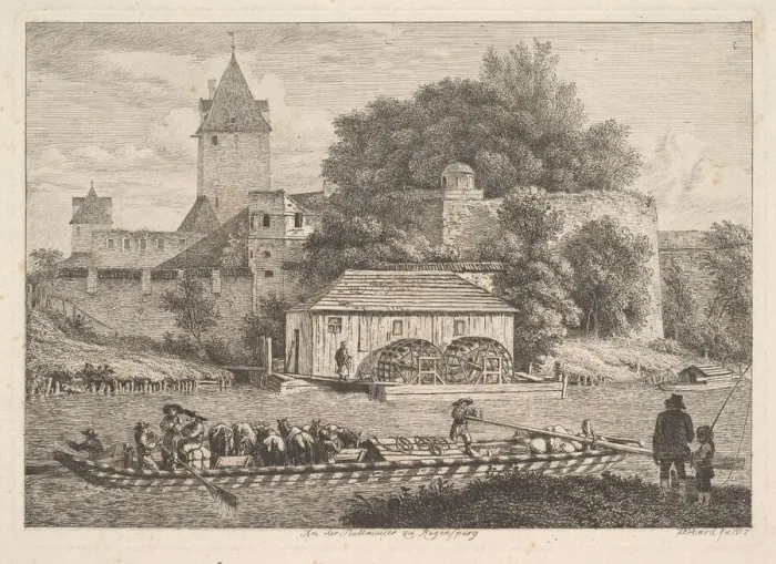 Framed Print : The Town Wall of Regensberg, 1817. Creator: Johann Christian Erhard Framed Print : The Town Wall of Regensberg, 1817. Creator: Johann Christian Erhard