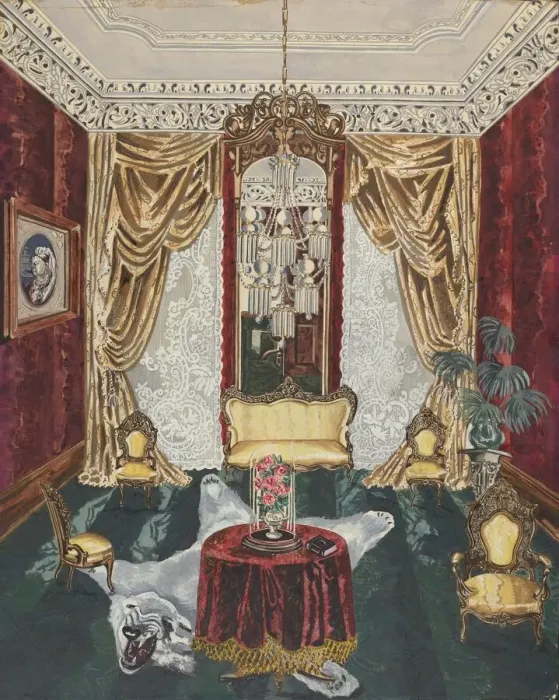Framed Print : Townhouse Parlor, 1869, 1935 / 1942. Creator: Perkins Harnly Framed Print : Townhouse Parlor, 1869, 1935 / 1942. Creator: Perkins Harnly