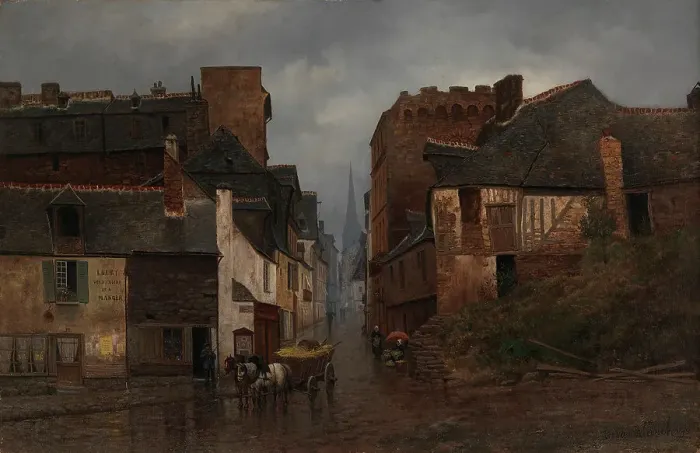 Framed Print : Townscape from Vitré, 1879. Creator: Oscar Kleineh Framed Print : Townscape from Vitré, 1879. Creator: Oscar Kleineh