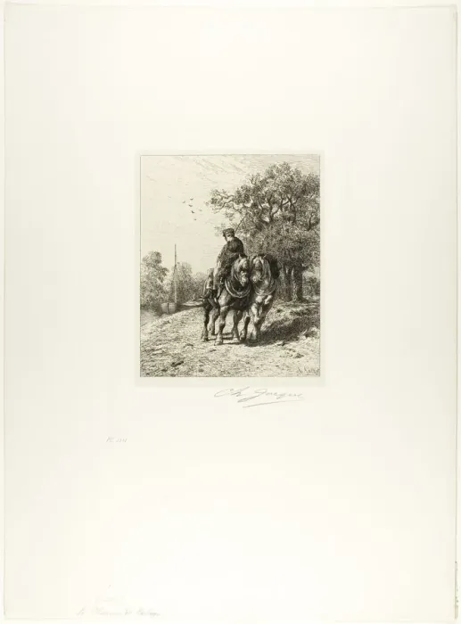Framed Print : The Towpath, c. 1864. Creator: Charles Emile Jacque Framed Print : The Towpath, c. 1864. Creator: Charles Emile Jacque