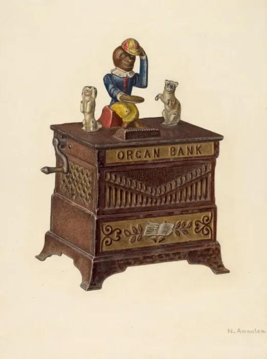 Framed Print : Toy Bank, 1935 / 1942. Creator: Nicholas Amantea Framed Print : Toy Bank, 1935 / 1942. Creator: Nicholas Amantea