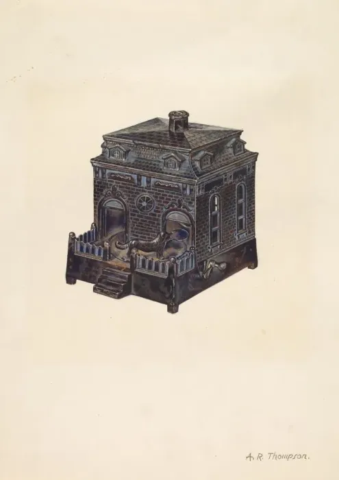 Framed Print : Toy Bank, c. 1937. Creator: Archie Thompson Framed Print : Toy Bank, c. 1937. Creator: Archie Thompson