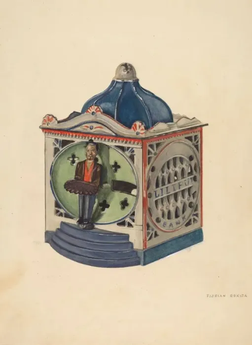 Framed Print : Toy Bank, c. 1937. Creator: Florian Rokita Framed Print : Toy Bank, c. 1937. Creator: Florian Rokita