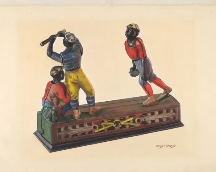 Framed Print : Toy Bank, c. 1938. Creator: Chris Makrenos Framed Print : Toy Bank, c. 1938. Creator: Chris Makrenos