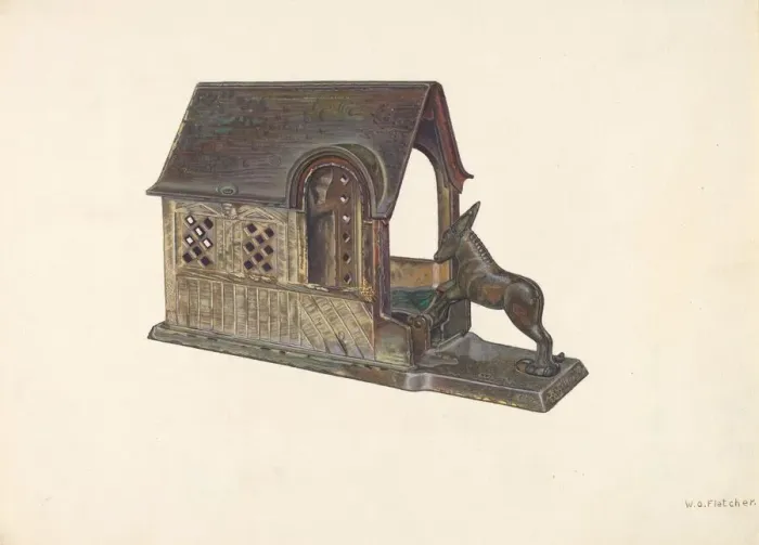 Framed Print : Toy Bank, c. 1940. Creator: William O. Fletcher Framed Print : Toy Bank, c. 1940. Creator: William O. Fletcher