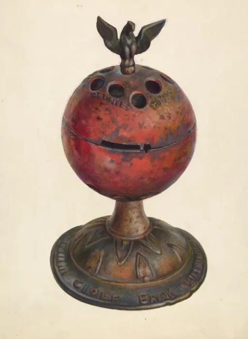 Framed Print : Toy Bank: Globe, c. 1939. Creator: Walter Hochstrasser Framed Print : Toy Bank: Globe, c. 1939. Creator: Walter Hochstrasser