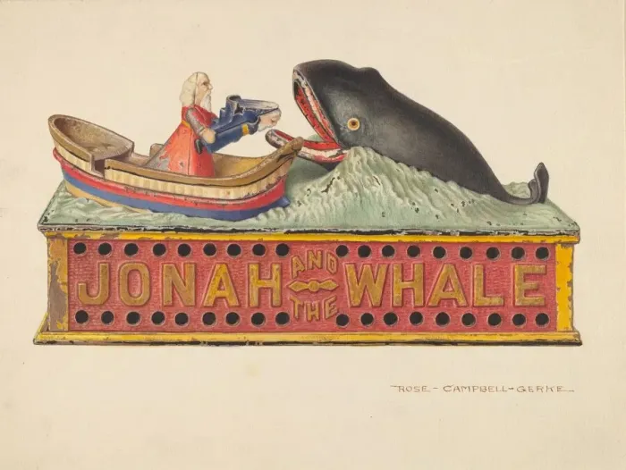 Framed Print : Toy Bank: Jonah and the Whale, c. 1939. Creator: Rose Campbell-Gerke Framed Print : Toy Bank: Jonah and the Whale, c. 1939. Creator: Rose Campbell-Gerke