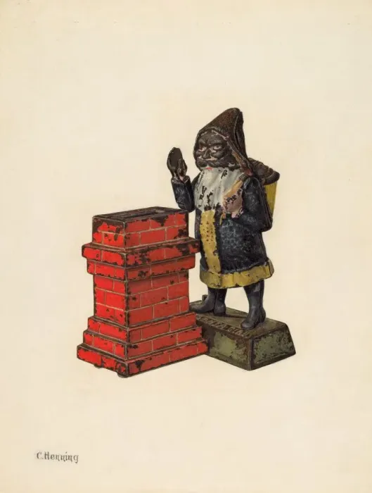 Framed Print : Toy Bank: Santa Claus, c. 1940. Creator: Charles Henning
