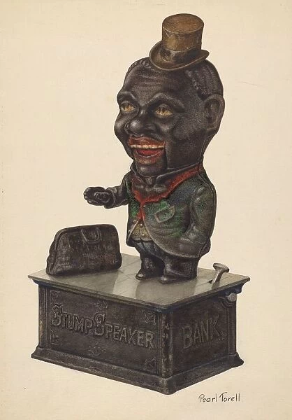 Toy Bank: Stump Speaker, c. 1938. Creator: Pearl Torell