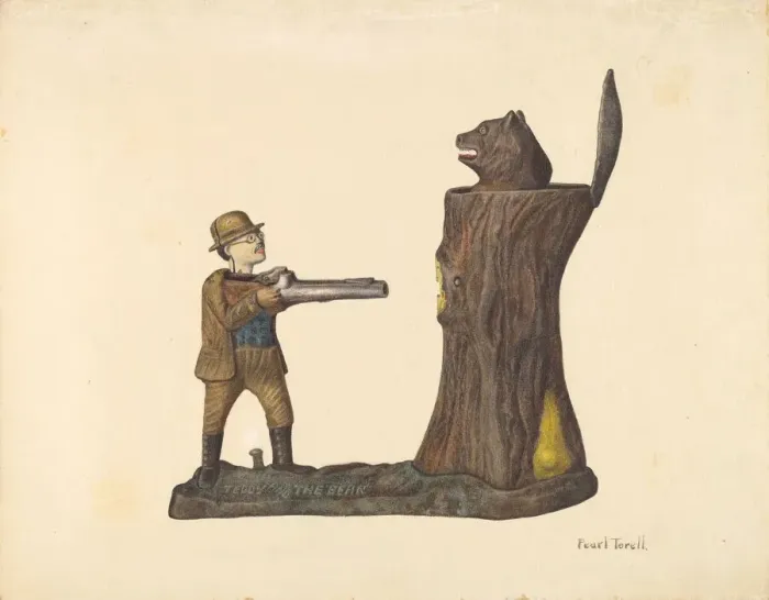 Framed Print : Toy Bank: Teddy and the Bear, 1935 / 1942. Creator: Pearl Torell Framed Print : Toy Bank: Teddy and the Bear, 1935 / 1942. Creator: Pearl Torell