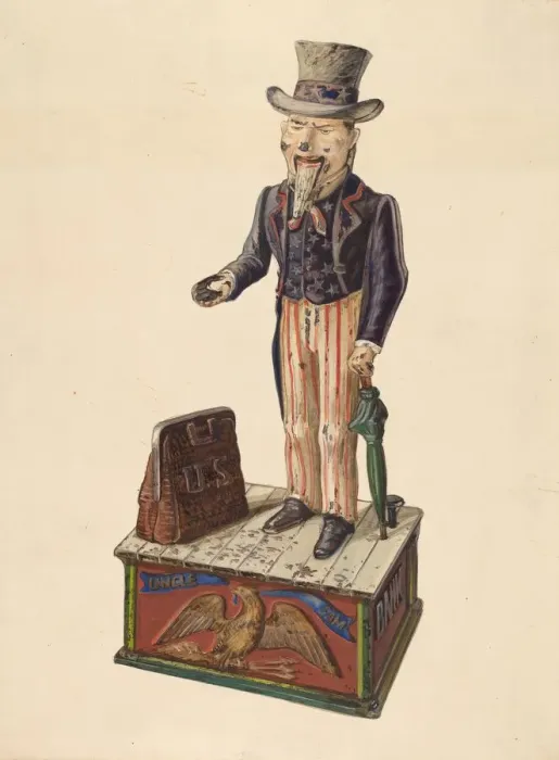Framed Print : Toy Bank: Uncle Sam, c. 1937. Creator: Kurt Melzer Framed Print : Toy Bank: Uncle Sam, c. 1937. Creator: Kurt Melzer