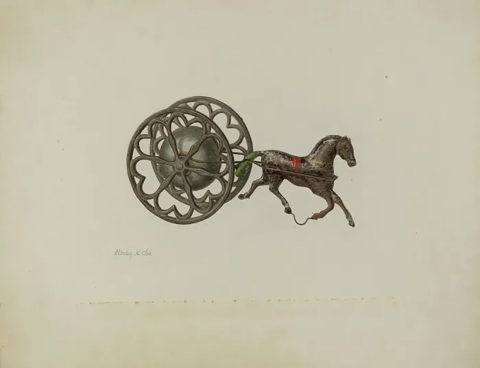 Framed Print : Toy Bell Cart, c. 1941. Creator: Stanley Chin Framed Print : Toy Bell Cart, c. 1941. Creator: Stanley Chin
