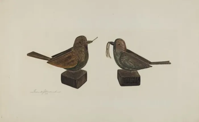 Framed Print : Toy Birds, 1939. Creator: Frank Budash Framed Print : Toy Birds, 1939. Creator: Frank Budash