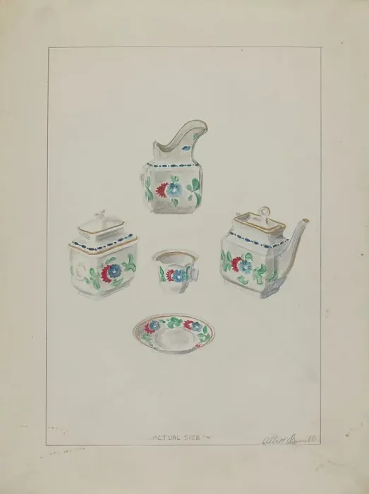 Framed Print : Toy China Set, c. 1936. Creator: Albert Camilli Framed Print : Toy China Set, c. 1936. Creator: Albert Camilli