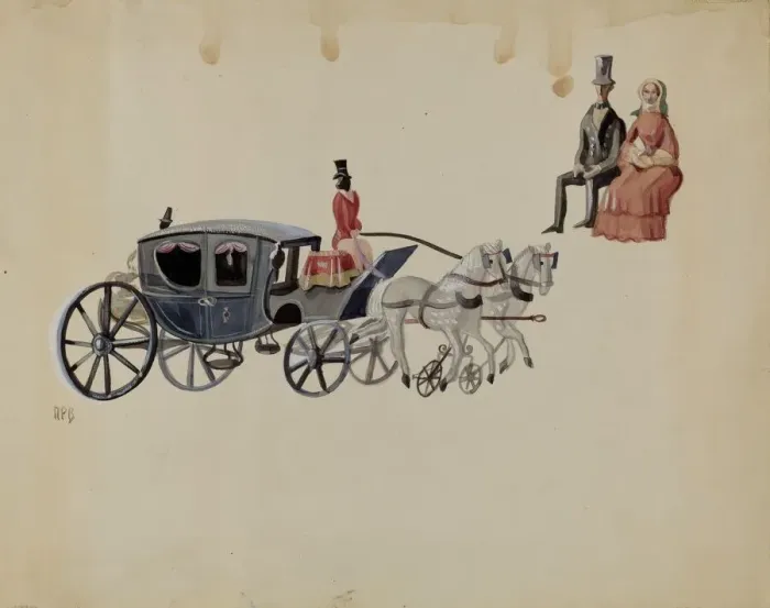 Framed Print : Toy Coach and Two Horses, c. 1936. Creator: Raoul Du Bois Framed Print : Toy Coach and Two Horses, c. 1936. Creator: Raoul Du Bois