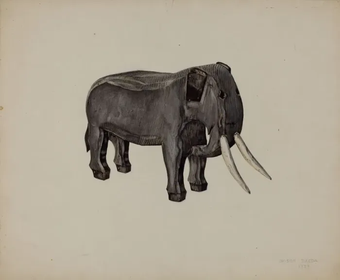 Framed Print : Toy Elephant, 1939. Creator: Orison Daeda Framed Print : Toy Elephant, 1939. Creator: Orison Daeda