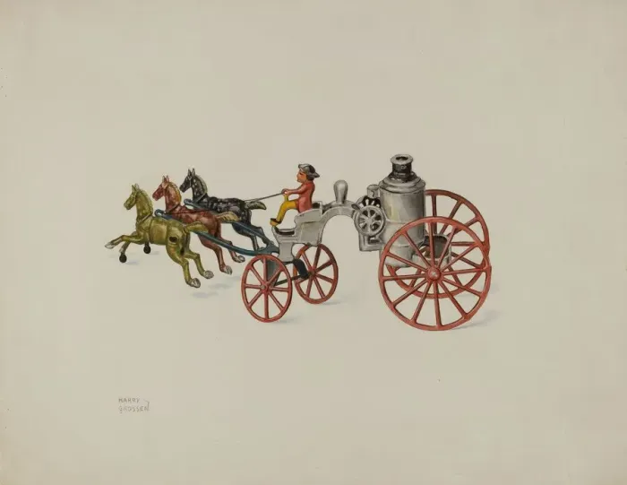 Framed Print : Toy Fire Engine, 1935 / 1942. Creator: Harry Grossen Framed Print : Toy Fire Engine, 1935 / 1942. Creator: Harry Grossen