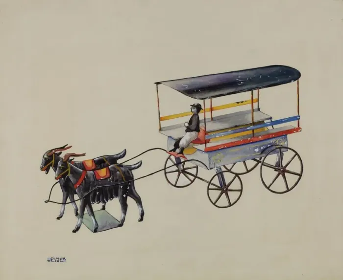 Framed Print : Toy Goat Cart, 1935 / 1942. Creator: Elmer Weise Framed Print : Toy Goat Cart, 1935 / 1942. Creator: Elmer Weise