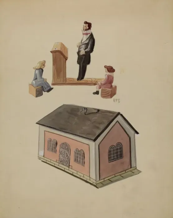 Framed Print : Toy School House, c. 1936. Creator: Raoul Du Bois Framed Print : Toy School House, c. 1936. Creator: Raoul Du Bois