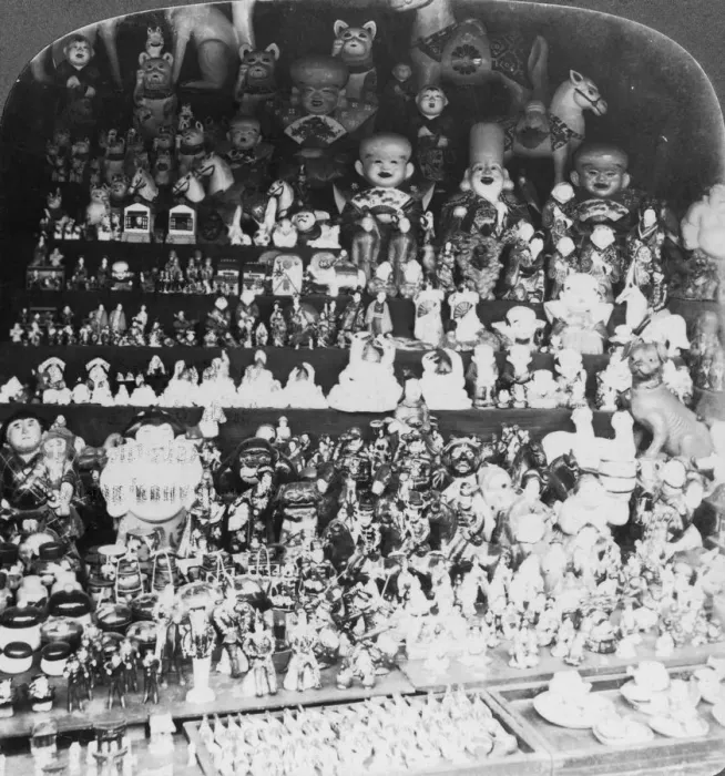 Framed Print : A toy shop in Kyoto, Japan, 1901. Artist: RY Young Framed Print : A toy shop in Kyoto, Japan, 1901. Artist: RY Young