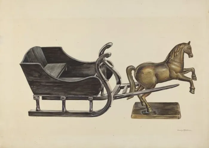Framed Print : Toy Sleigh, c. 1937. Creator: James McLellan Framed Print : Toy Sleigh, c. 1937. Creator: James McLellan
