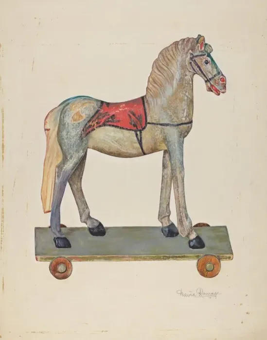 Framed Print : Toy Wooden Horse, 1935 / 1942. Creator: David Ramage Framed Print : Toy Wooden Horse, 1935 / 1942. Creator: David Ramage