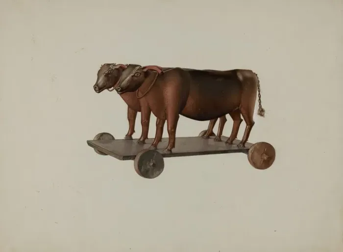 Framed Print : Toy Yoke of Oxen, 1935 / 1942. Creator: Joseph Goldberg Framed Print : Toy Yoke of Oxen, 1935 / 1942. Creator: Joseph Goldberg