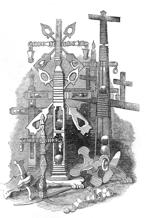 Framed Print : Toys made by Russian prisoners at Lewes, 1854. Creator: J Brown Framed Print : Toys made by Russian prisoners at Lewes, 1854. Creator: J Brown