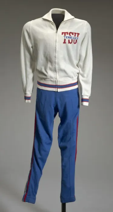Framed Print : Track suit for the TSU Tigerbelles worn by Chandra Cheeseborough, 1977 Framed Print : Track suit for the TSU Tigerbelles worn by Chandra Cheeseborough, 1977