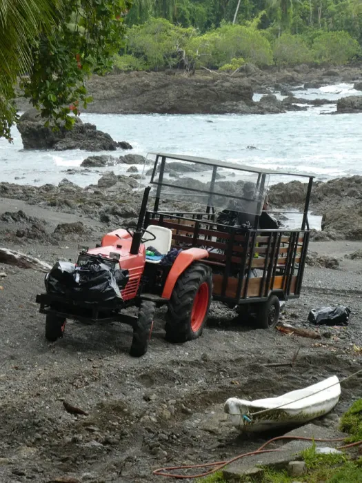 Framed Print : Tractor for transporting tourista and luggage from river arrival at hotel, Costa Rica 2018 Framed Print : Tractor for transporting tourista and luggage from river arrival at hotel, Costa Rica 2018