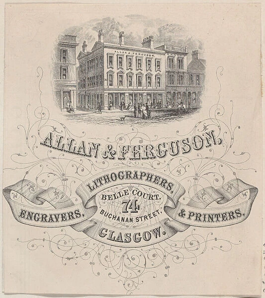 Trade Card for Allan & Ferguson, Engravers, Lithographers & Printers, 19th century. 19th century. Creator: Anon