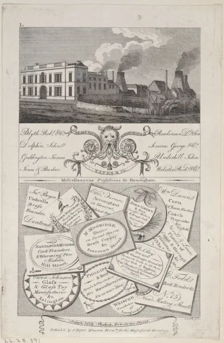 Framed Print : Trade Card for Brass Founders, Birmingham, 1800. 1800. Creator: Anon Framed Print : Trade Card for Brass Founders, Birmingham, 1800. 1800. Creator: Anon