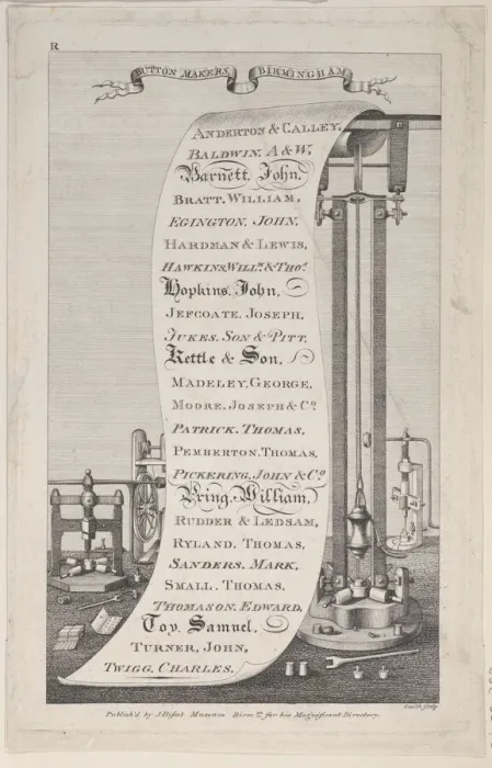 Framed Print : Trade Card for Button Makers, Birmingham, 1800. 1800. Creator: Anon Framed Print : Trade Card for Button Makers, Birmingham, 1800. 1800. Creator: Anon