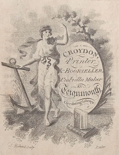 Trade Card for Croydon, Printer, Bookseller, and Umbrella Maker, 19th century