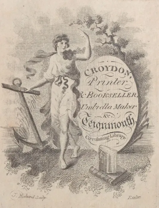 Framed Print : Trade Card for Croydon, Printer, Bookseller, and Umbrella Maker, 19th century Framed Print : Trade Card for Croydon, Printer, Bookseller, and Umbrella Maker, 19th century