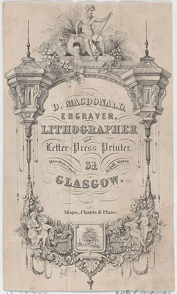 Trade Card for D. MacDonald, Engraver, Lithographer & Letter Press... late 18th-early 19th century. Creator: Anon
