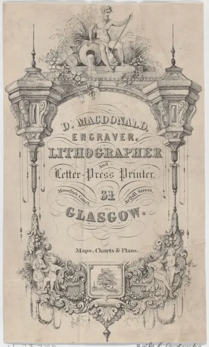 Framed Print : Trade Card for D. MacDonald, Engraver, Lithographer & Letter Press... late 18th-early 19th century. Creator: Anon Framed Print : Trade Card for D. MacDonald, Engraver, Lithographer & Letter Press... late 18th-early 19th century. Creator: Anon