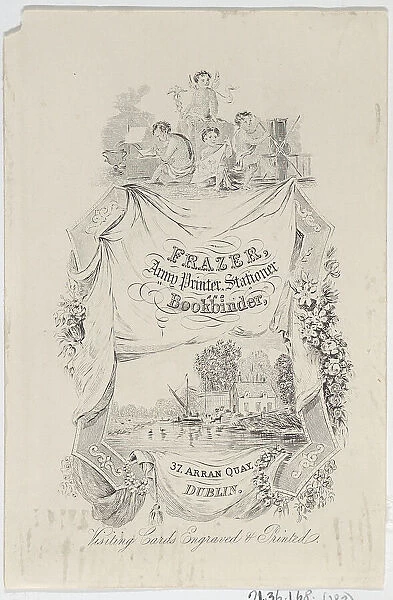 Trade card for Frazer, Army Printer, Stationer and Bookbinder, 19th century. Creator: Anon