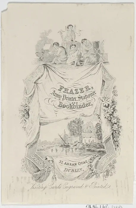 Framed Print : Trade card for Frazer, Army Printer, Stationer and Bookbinder, 19th century. Creator: Anon Framed Print : Trade card for Frazer, Army Printer, Stationer and Bookbinder, 19th century. Creator: Anon