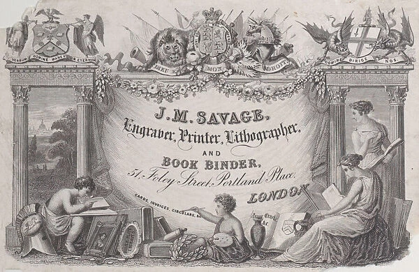 Trade Card for J. M. Savage, engraver, printer and lithographer, 19th century